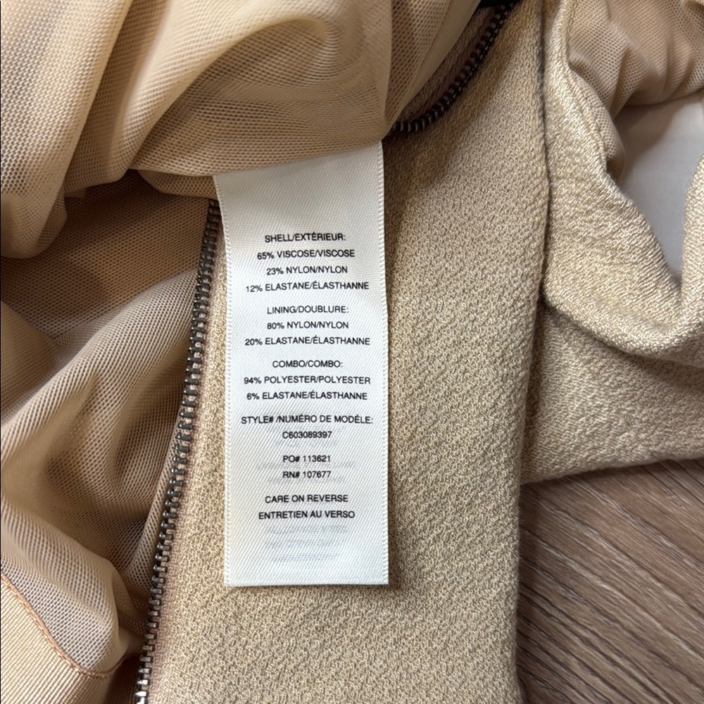 Alice + Olivia Tan Off-Shoulder Crop Top Back Zip - Picture 6 of 8